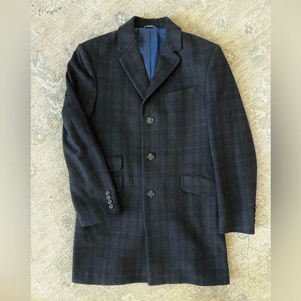 TOMMY HILFIGER Men's Addison Wool-Blend Trim Fit Overcoat